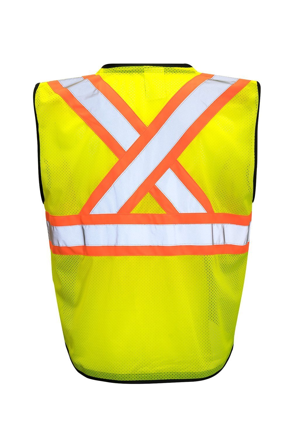 Custom Printed Hi Vis Traffic Safety Vest with Zipper Front, Tricot Polyester, 3 Sizes with Logo - Hi Vis Safety