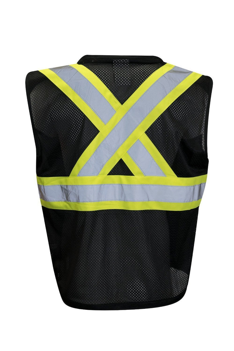 Custom Printed Hi Vis Traffic Safety Vest with Zipper Front, Tricot Polyester, 3 Sizes with Logo - Hi Vis Safety