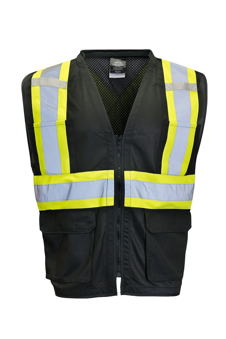 Custom Printed Hi Vis Traffic Safety Vest with Zipper Front, Tricot Polyester, 3 Sizes with Logo - Hi Vis Safety