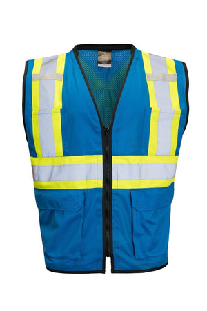 Custom Printed Hi Vis Traffic Safety Vest with Zipper Front, Tricot Polyester, 3 Sizes with Logo - Hi Vis Safety