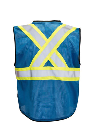 Custom Printed Hi Vis Traffic Safety Vest with Zipper Front, Tricot Polyester, 3 Sizes with Logo - Hi Vis Safety