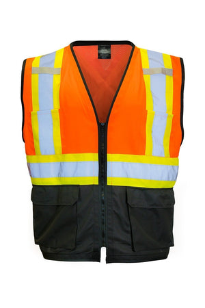 Custom Printed Hi Vis Traffic Safety Vest with Zipper Front, Tricot Polyester, 3 Sizes with Logo - Hi Vis Safety