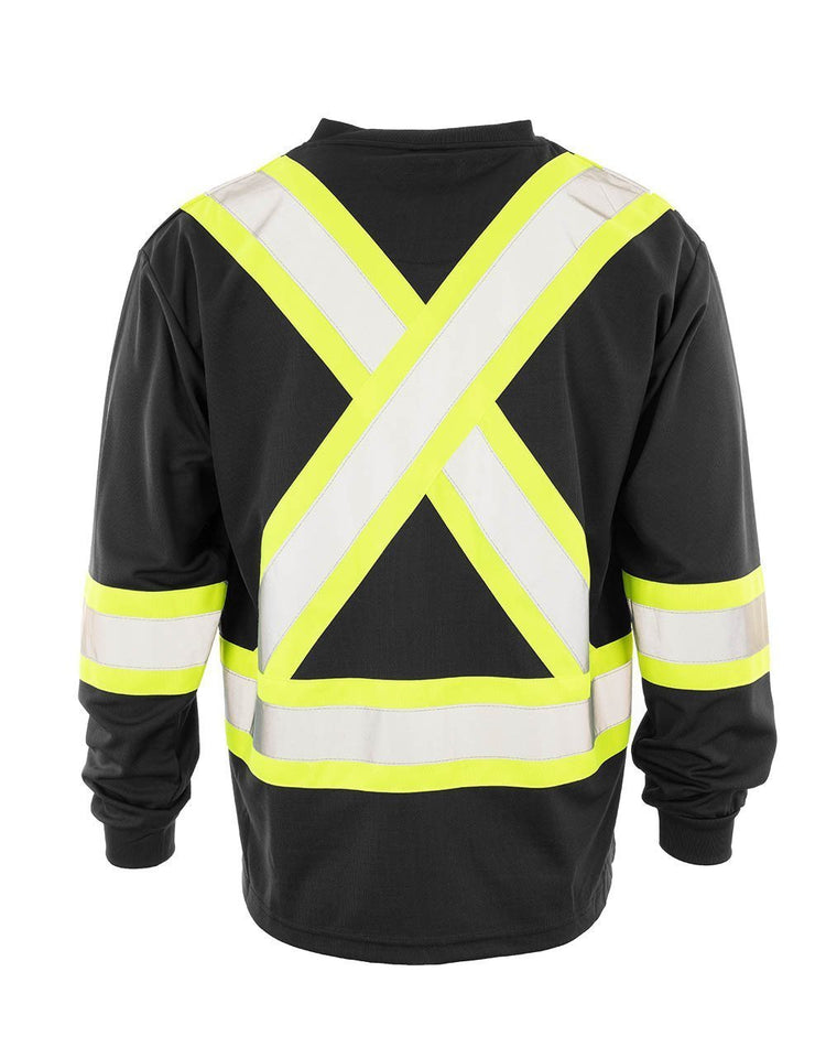 Custom Printed Hi Vis V-Neck Long Sleeve Safety Tee - Hi Vis Safety