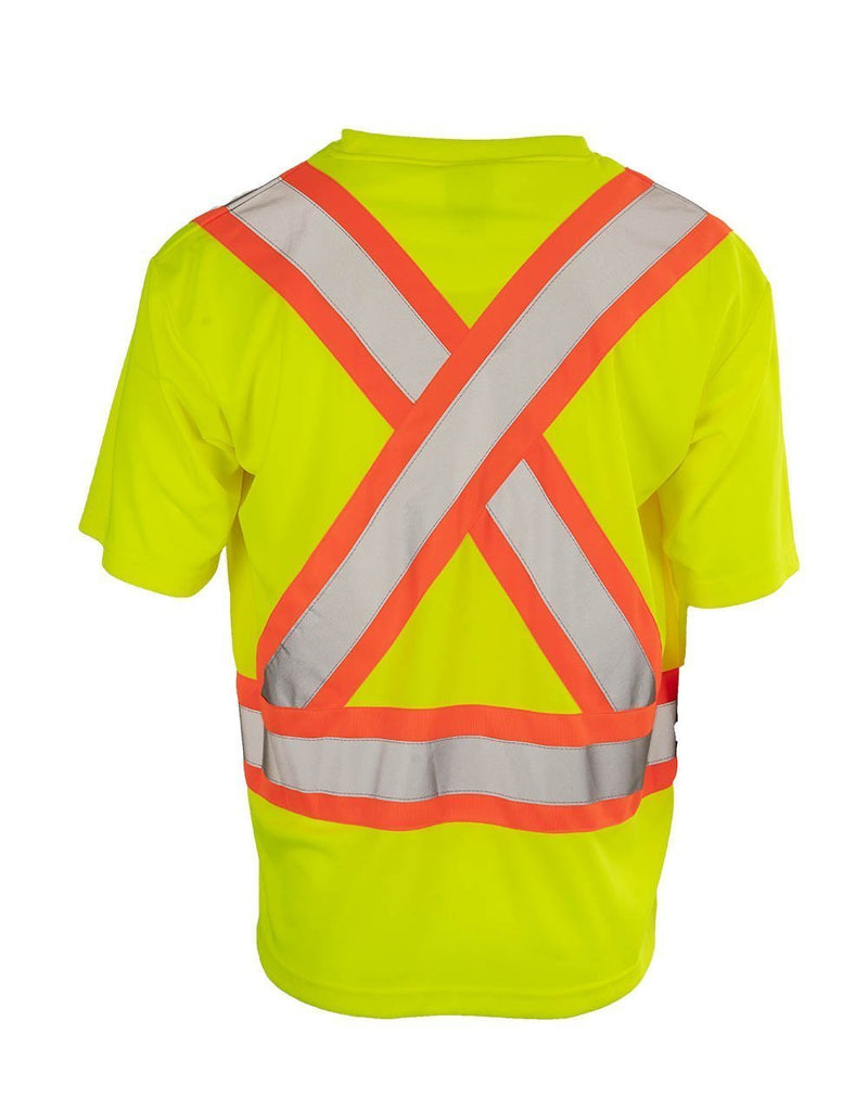 Custom Printed Hi Vis V-Neck Short Sleeve Safety Tee Shirt