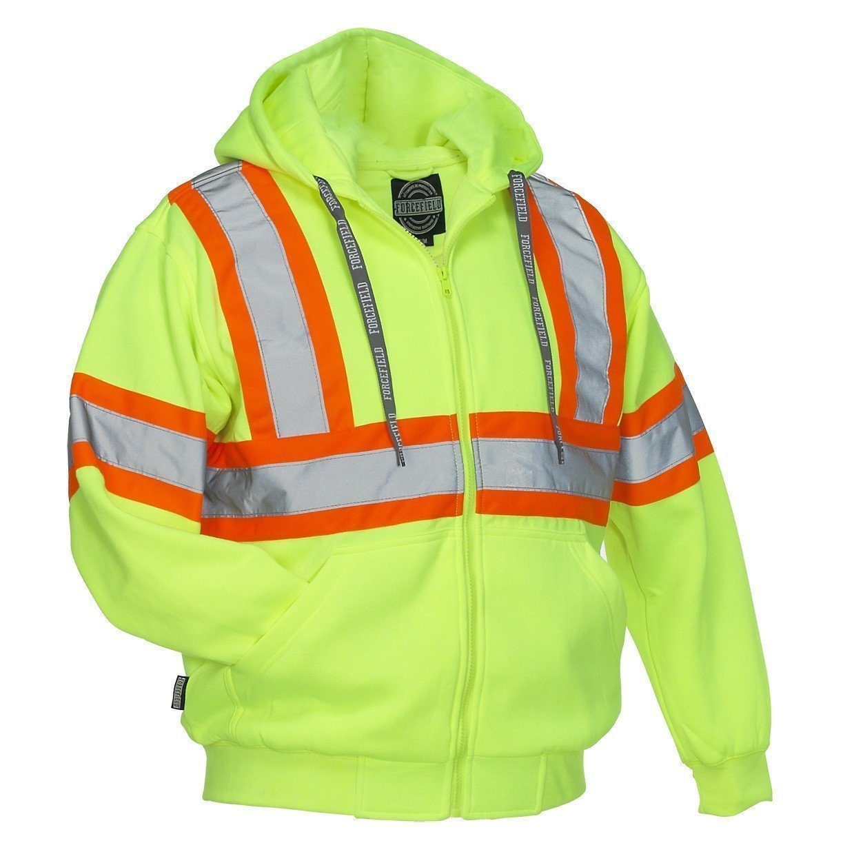 Hi Vis Deluxe Hi Vis Safety Hoodie Attached Hood 2XL Lime