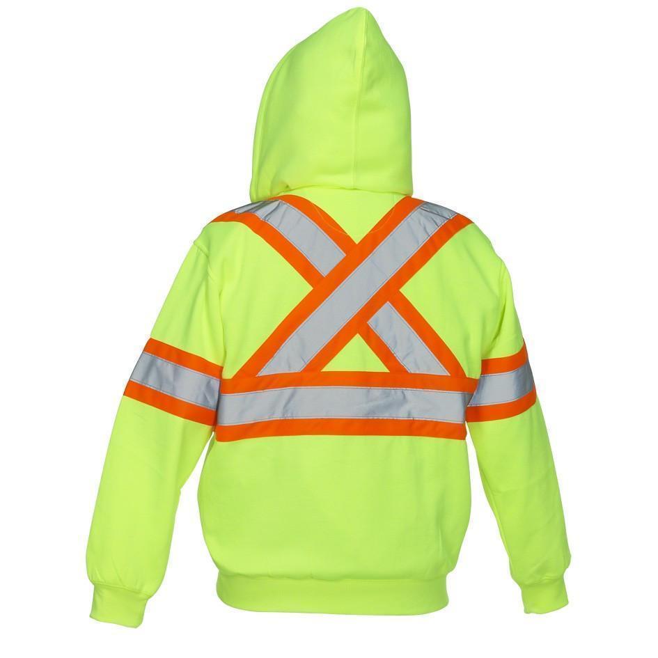 Deluxe Hi Vis Safety Hoodie, Attached Hood - Hi Vis Safety