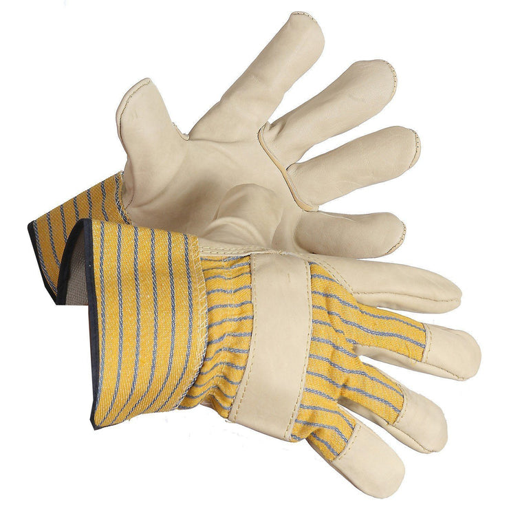 Grain Leather Work Glove, Lined Palm - Hi Vis Safety