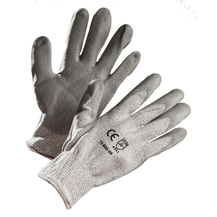 Grey HPPE Cut Resistant Glove, Polyurethane Palm Coated, XS