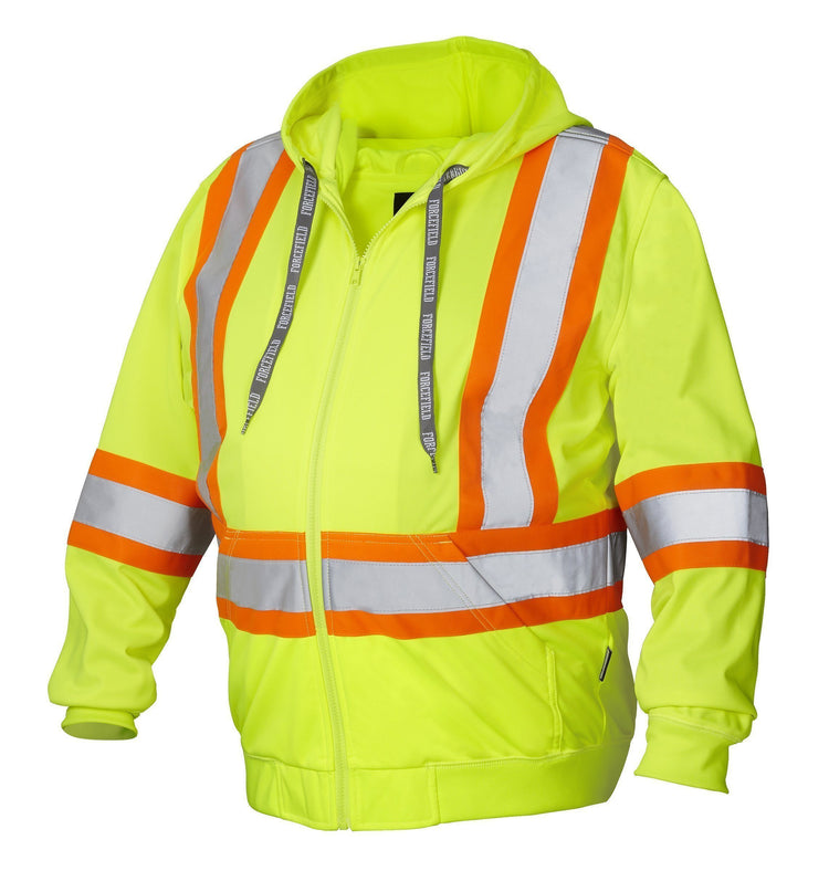 Hi Vis Safety Hoodie with Detachable Hood and Water Repellent Finish - Hi Vis Safety