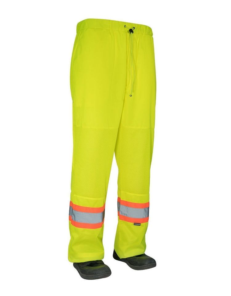 Hi Vis Safety Tricot Traffic Pants with Vented Legs and Elastic Waist - Hi Vis Safety