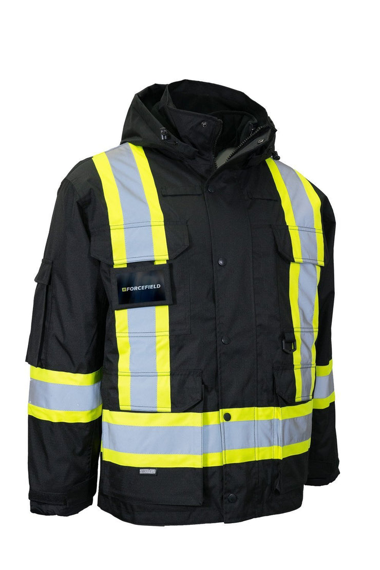 Hi Vis Winter Safety Parka with Removable Down Insulated Nylon Puffer Jacket - Hi Vis Safety