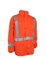 Lightweight Fire Resistant (FR) Hi Vis Safety Rain Jacket with Snap-Off Hood - Hi Vis Safety