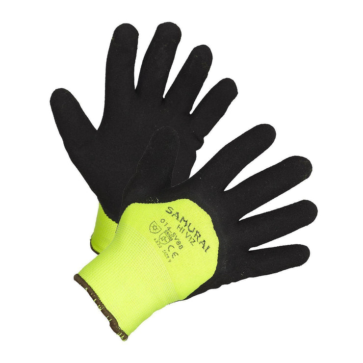"Samurai Hi-Vis" Insulated and 3/4 Nitrile Coated High Performance Work Gloves - Hi Vis Safety