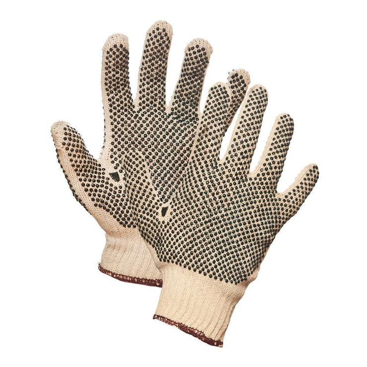 String Knit Work Gloves with PVC Dots on Both Sides - Hi Vis Safety