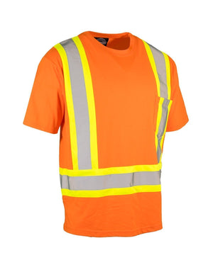 Ultracool Poly/Cotton Crew Neck Short Sleeve Safety Tee Shirt with Chest Pocket - Hi Vis Safety