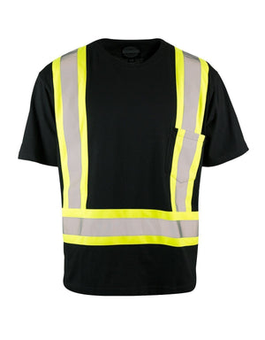 Ultracool Poly/Cotton Crew Neck Short Sleeve Safety Tee Shirt with Chest Pocket - Hi Vis Safety