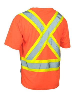 Ultrasoft Hi Vis Crew Neck Short Sleeve Safety Tee Shirt with Chest Pocket - Hi Vis Safety