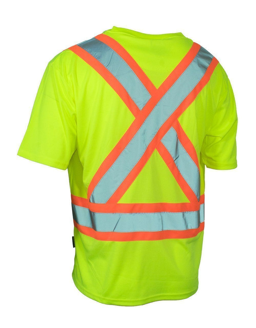 Ultrasoft Hi Vis Crew Neck Short Sleeve Safety Tee Shirt with Chest Po