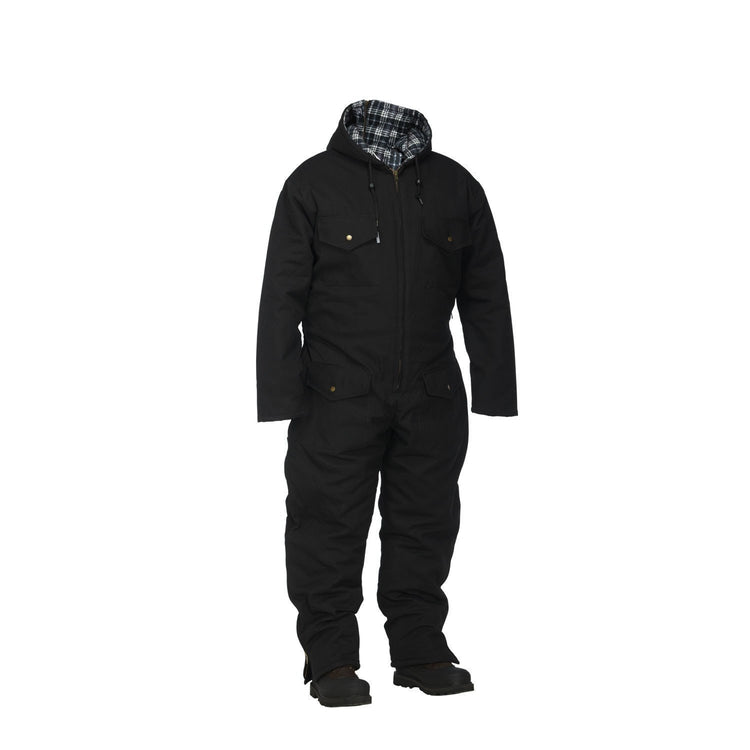 Winter Lined Black Cotton Canvas Coverall - Hi Vis Safety